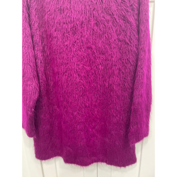 NWT Free People Bon Bon Magenta Fuzzy Alpaca Sweater Mini Dress - Picture 4 of 14